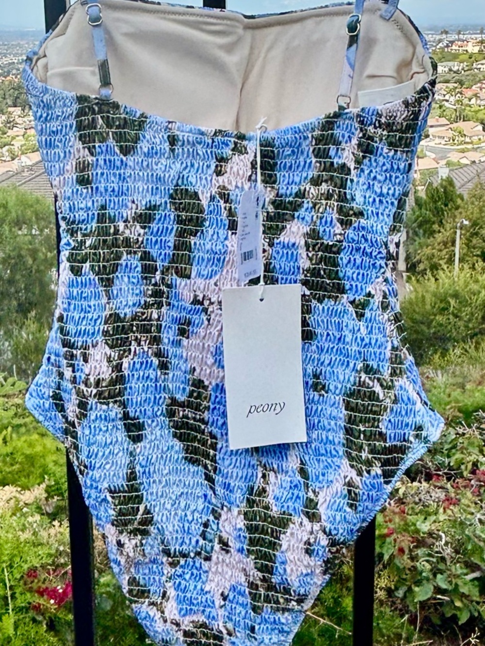 NWT! Peony x Free People Smocked One-Piece Swimsuit Palermo ~ S - Picture 5 of 7